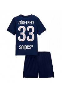 Paris Saint-Germain Warren Zaire-Emery #33 Jalkapallovaatteet Lasten Kotipeliasu 2025-26 Lyhythihainen (+ Lyhyet housut)